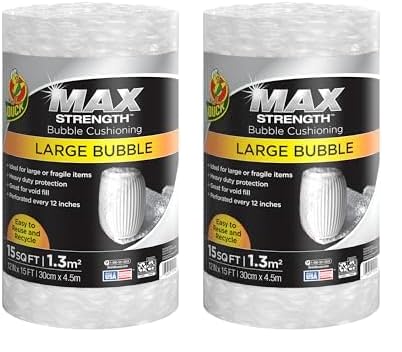 Large Bubble Wrap Roll, 5/16" Bubble Cushioning Wrap, Perforated Every 12", 12" x 15', Pack of 2 I6125