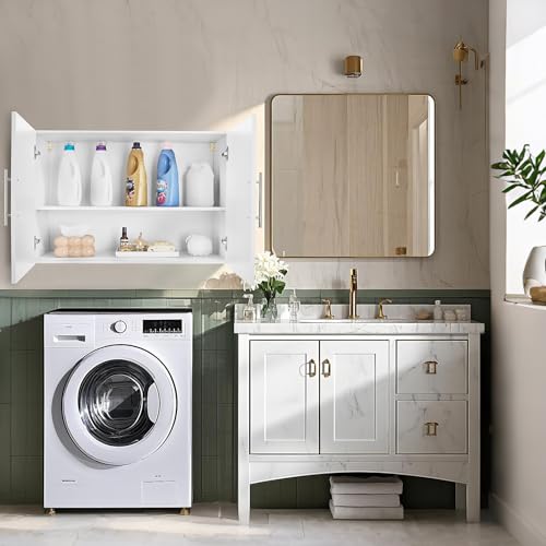 White 2-Tier Wall Mounted Cabinet with 2 Doors O41585