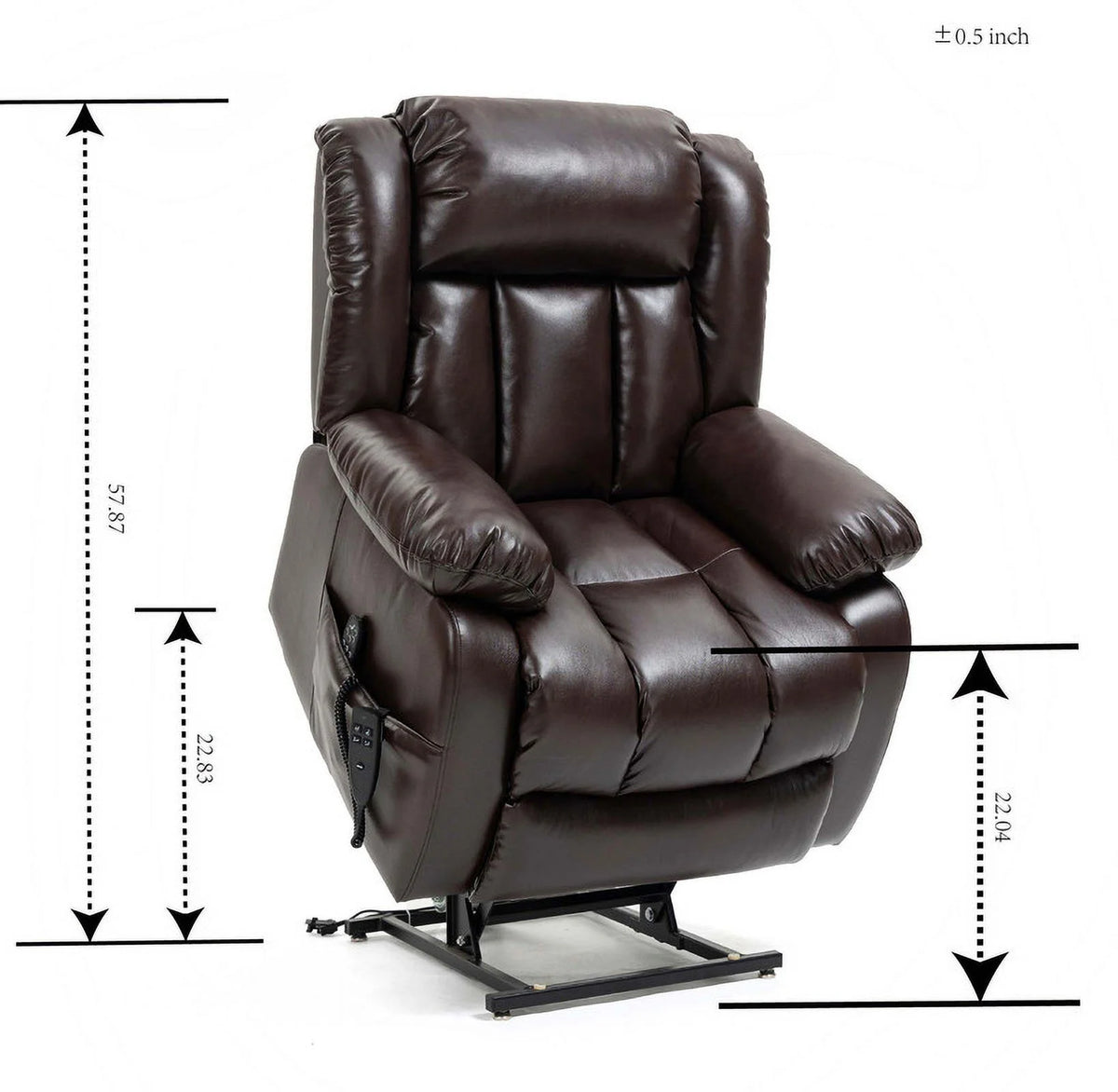 Deep Brown Leather Power Lift Recliner Chair with 8-Point Vibration Massage Lumbar Heating A867