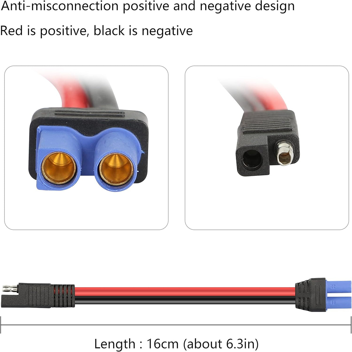 Female to SAE Power Connector Automotive Adapter Cable Wire 10AGW Pack of 2 X8807