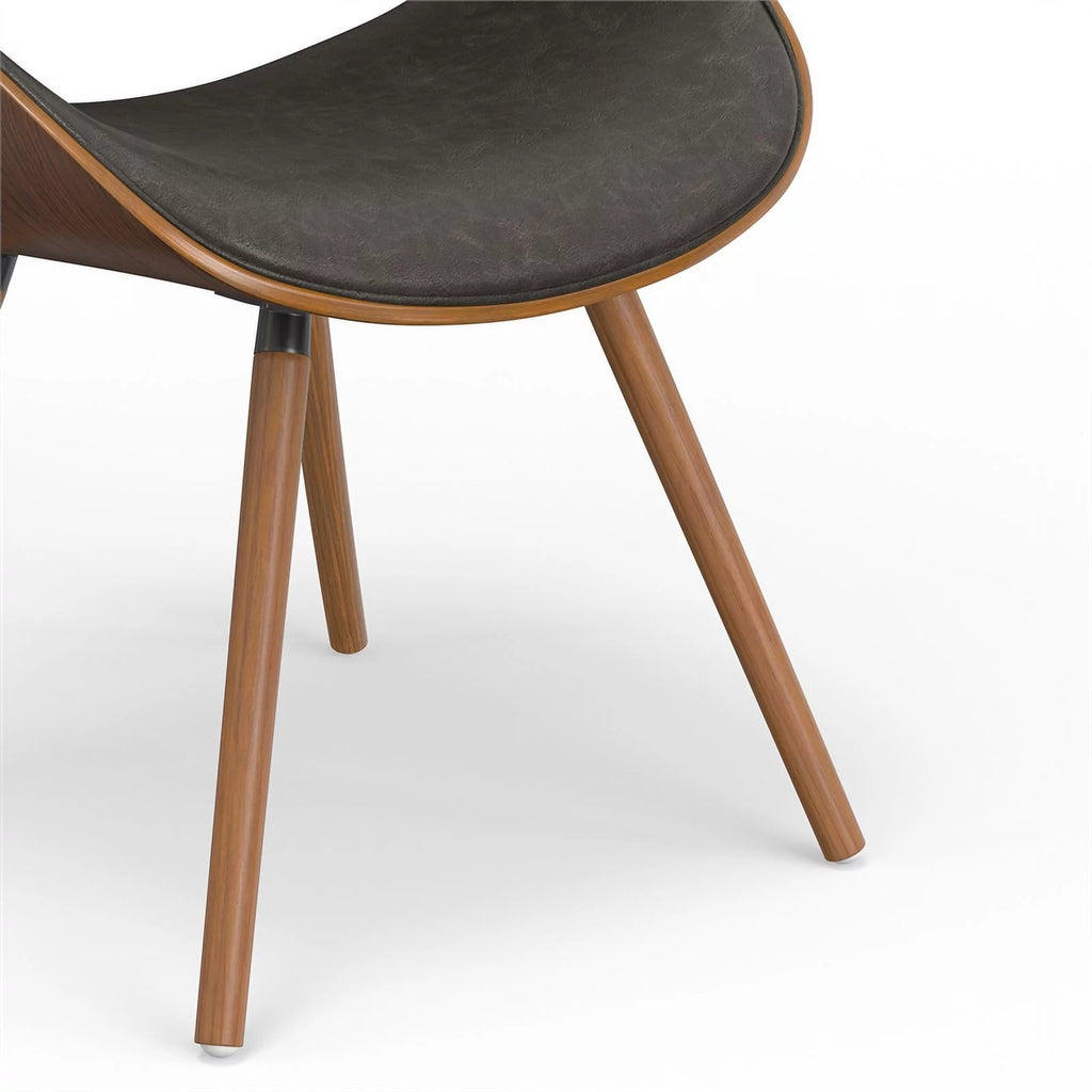Brown Wood & Faux Leather Dining Chair A1221