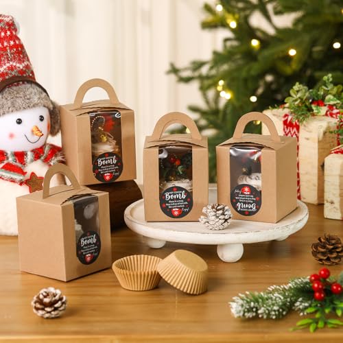 100 Set Christmas Cupcake Boxes with Window E72572