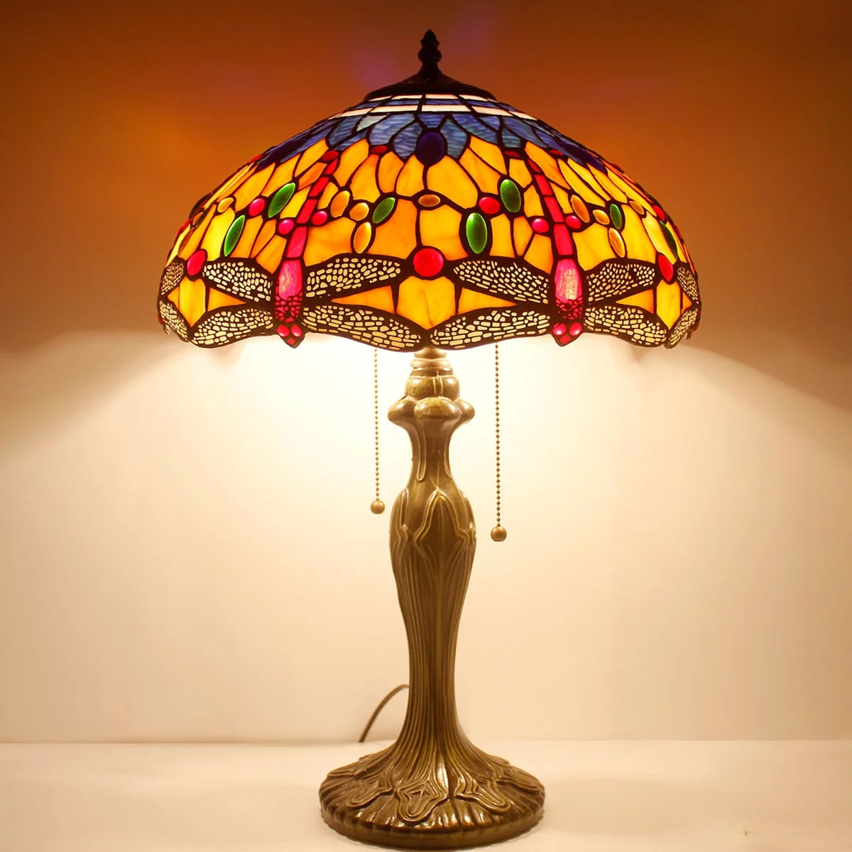 Orange Blue Stained Glass Table Lamp D14714