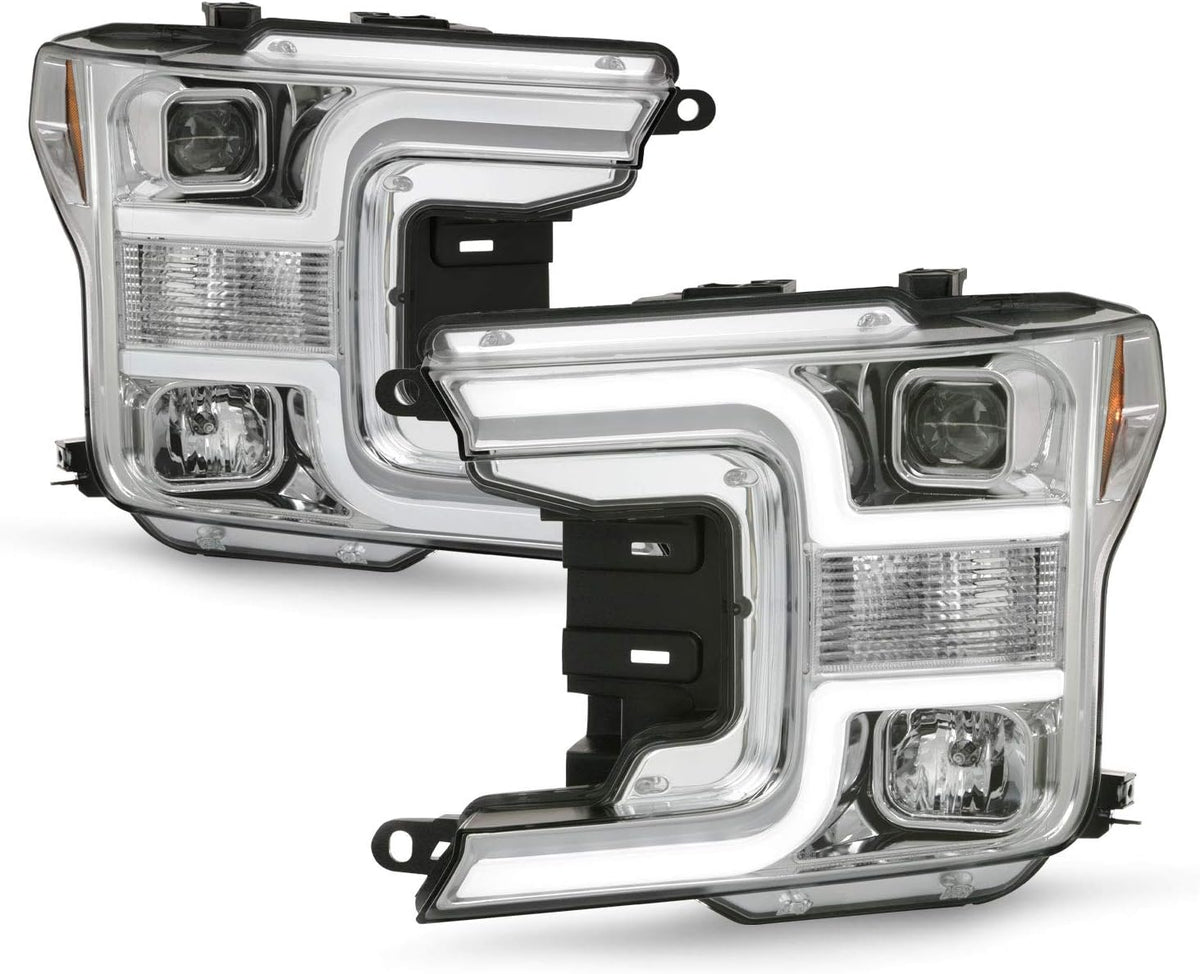 Projector Chrome Clear Headlights Pair Left + Right Replacement F7073