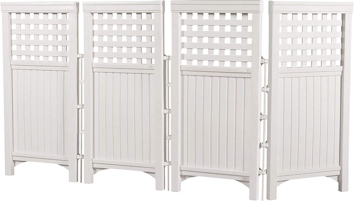 White 4 Panel Freestanding Steel Resin Outdoor Screen C55678