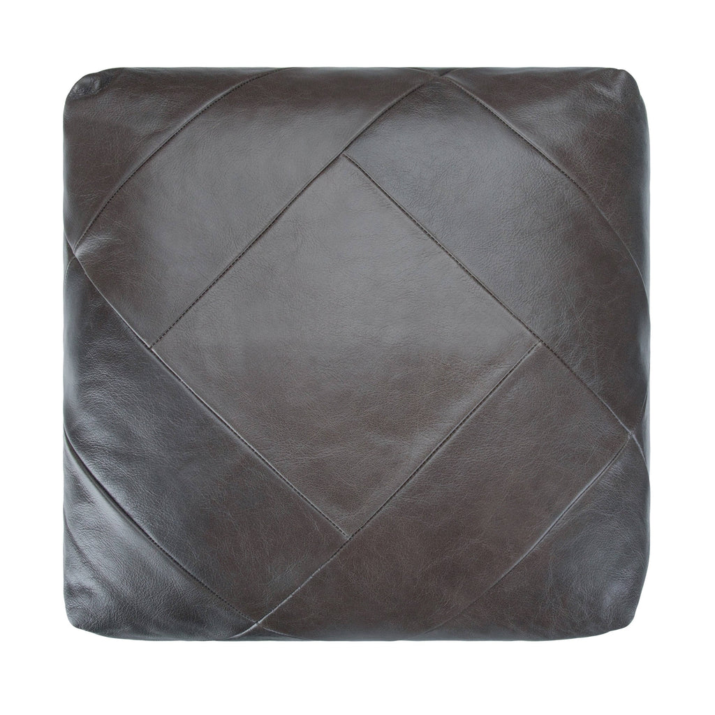 Dark Brown Leather Square Pouf T5132