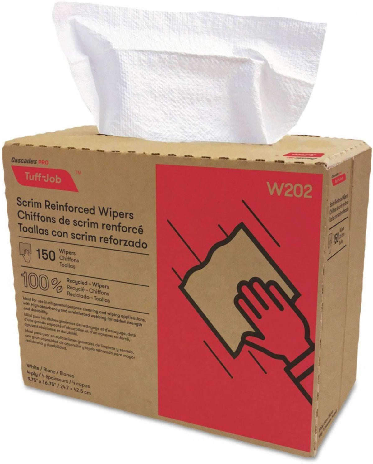 Scrim Reinforced Wipers 9 3/4 x 16 3/4 White 150/Box S719284