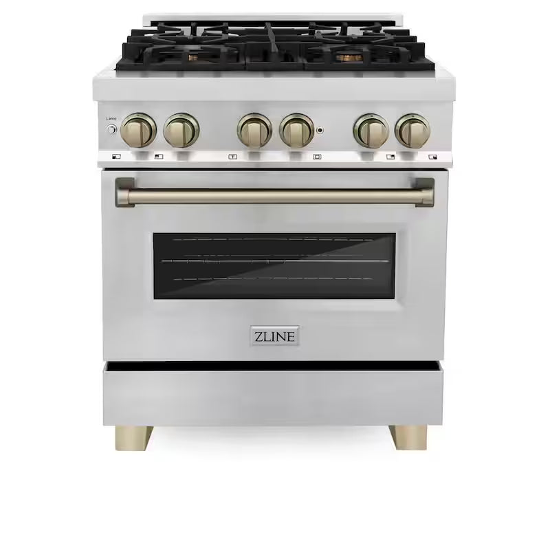 30 in. 4 Burner Dual Fuel Range Stainless Steel Champagne Bronze X261