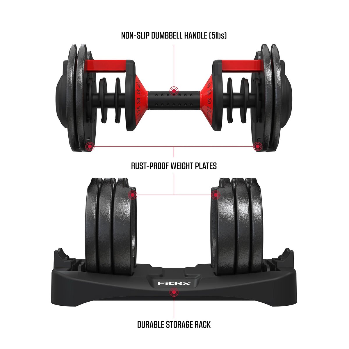 Adjustable Dumbbell 5-52.5 lbs Black Single F797982