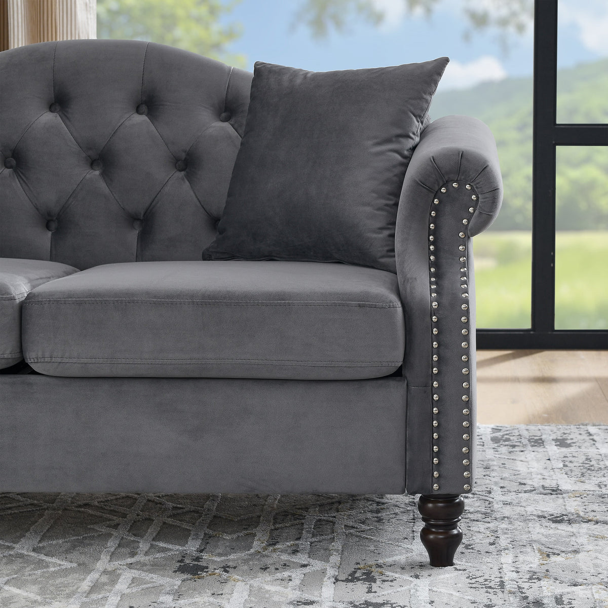 57" Velvet Tufted Loveseat Sofa D357186