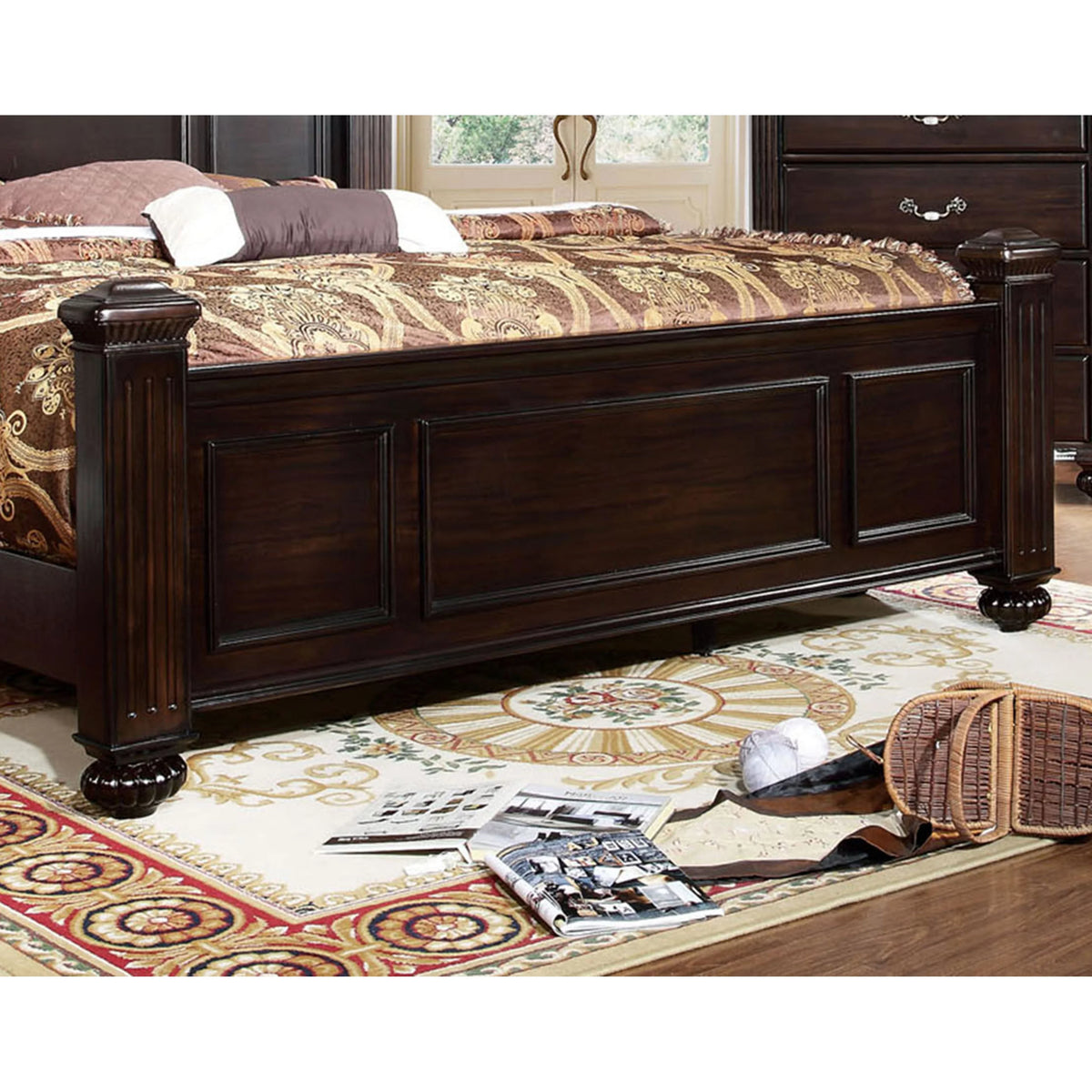 King Dark Walnut Solid Wood Four Poster Bed K71775