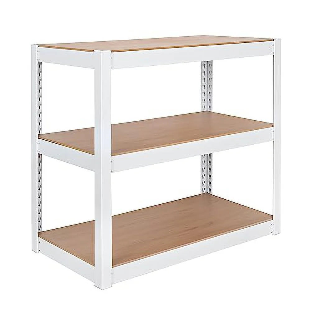2 Shelf Adjustable Metal Shelving and Storage Bookcase White I9679
