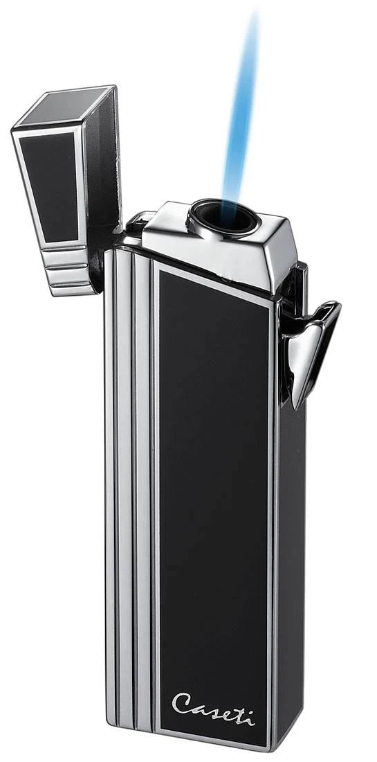 Black Lacquer Compact Torch Flame Lighter C8687