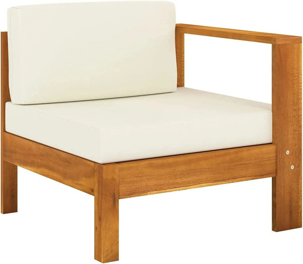 10 Piece Acacia Wood Patio Lounge Set with Cream White Cushions Z5714