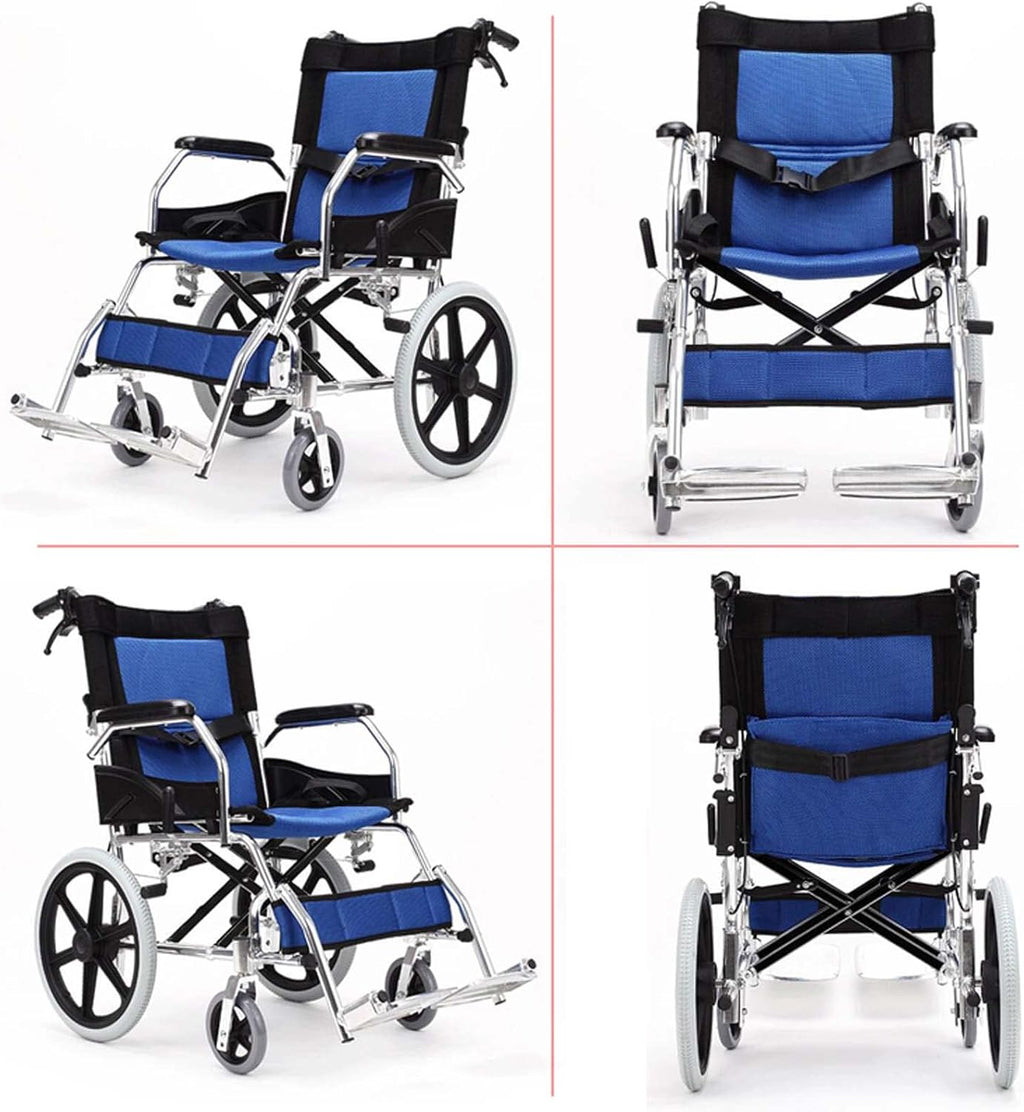 Lightweight Folding Transport Wheelchair with Handbrakes and Swing-Away Footrest, 16 in Rear C13019