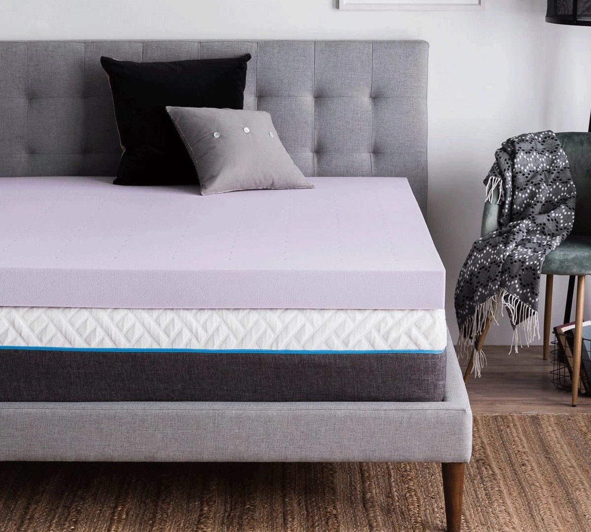 California King 4 inch Lavender Memory Foam Mattress Topper I6360