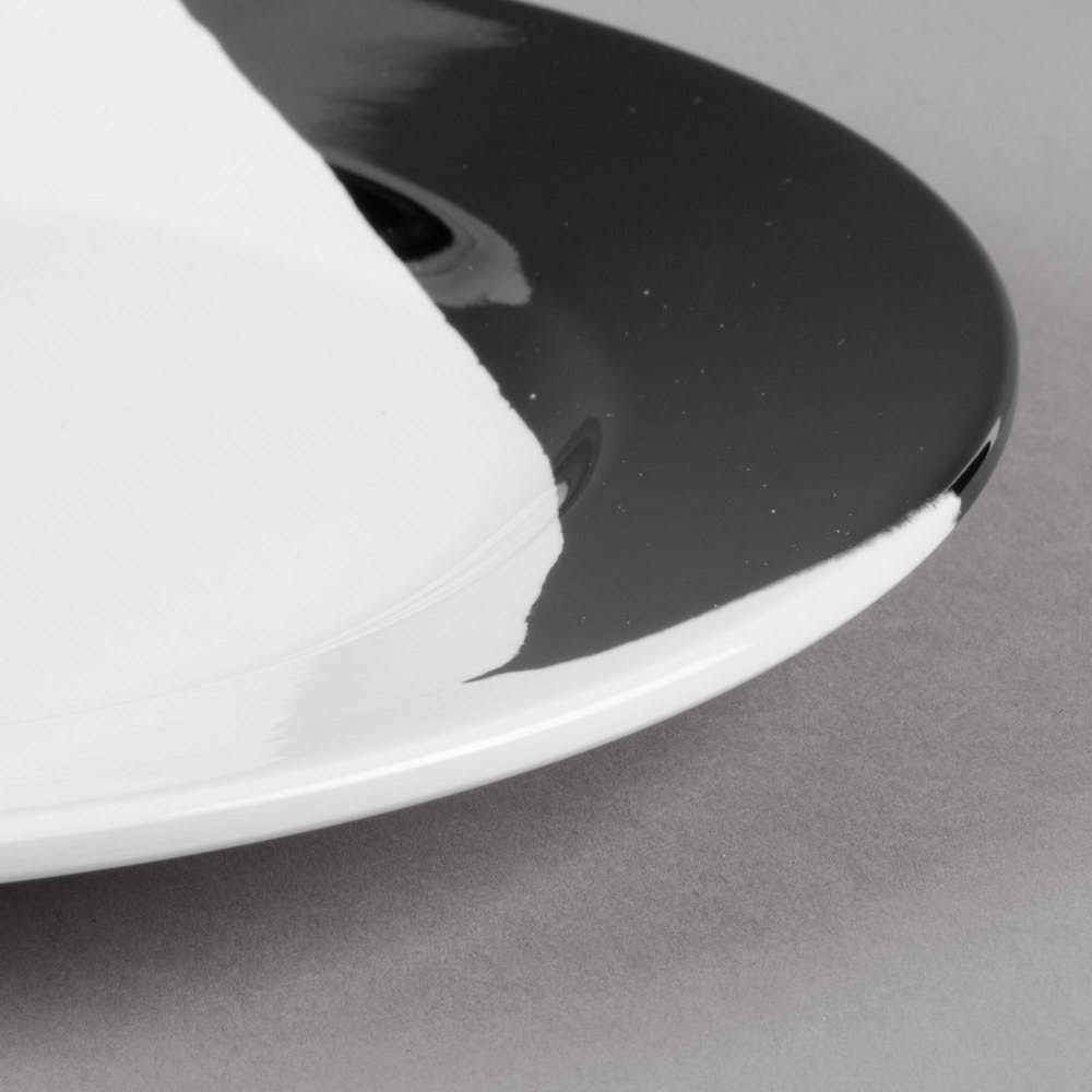 White Black Wide Rim Round Melamine Plate Q5817