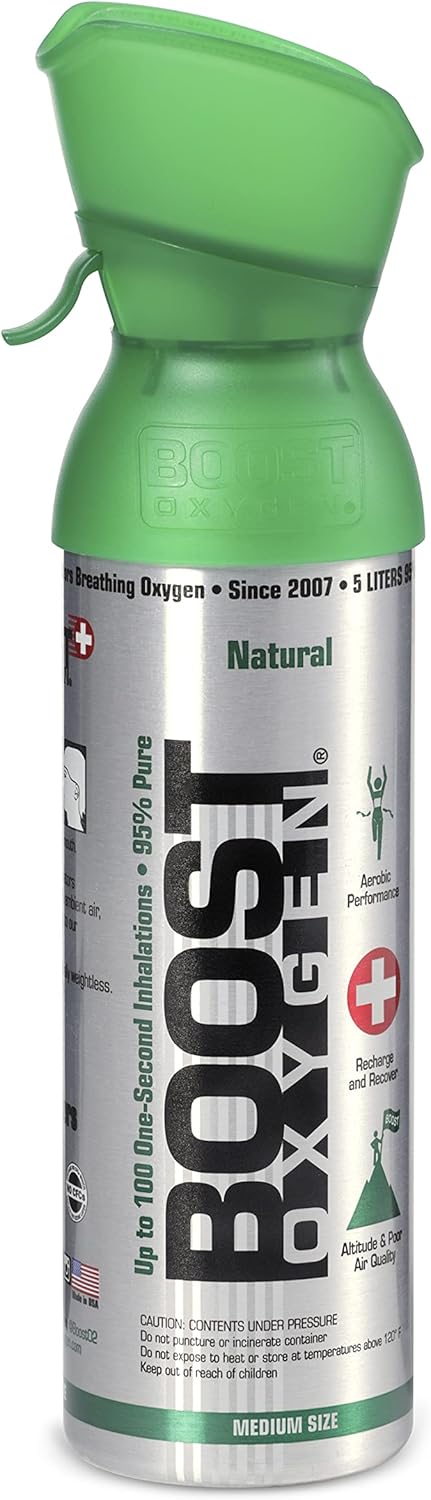 5 Liter Natural Pure Canned Supplemental Oxygen Bottle with Built In Mouthpiece (9 Pack) H281059