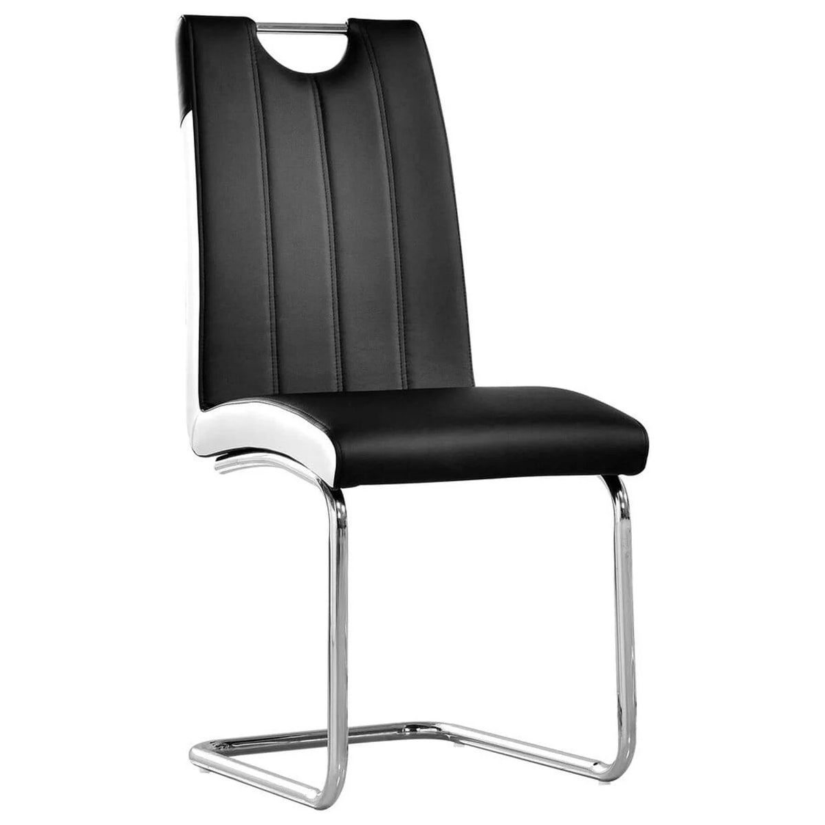 Black Faux-Leather Dining Chairs with Chrome Legs Set of 2 M71449