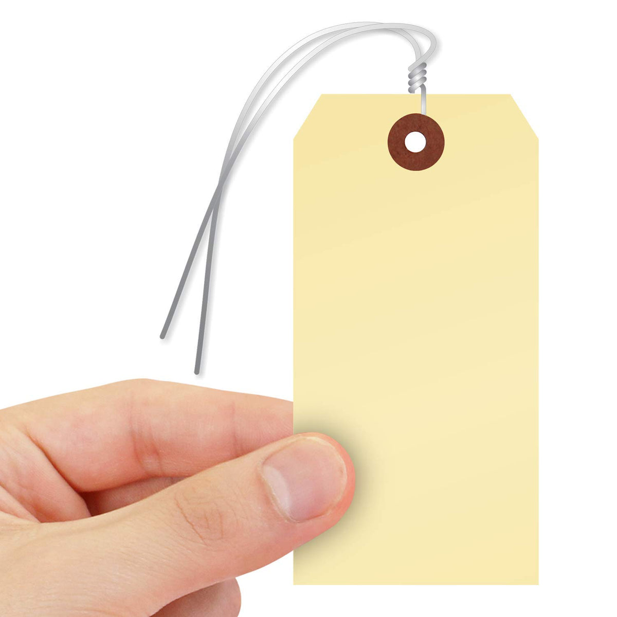 Blank Manila Shipping Tags with Wire, Size #5, 13pt Cardstock, 4 3/4 x 2 3/8, Pack of 1000 G65501