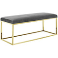 Gold Gray Fabric Bench T97464