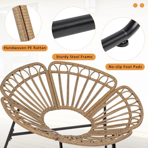 3 Pieces Wicker Patio Conversation Set with Tempered Glass Table F58807