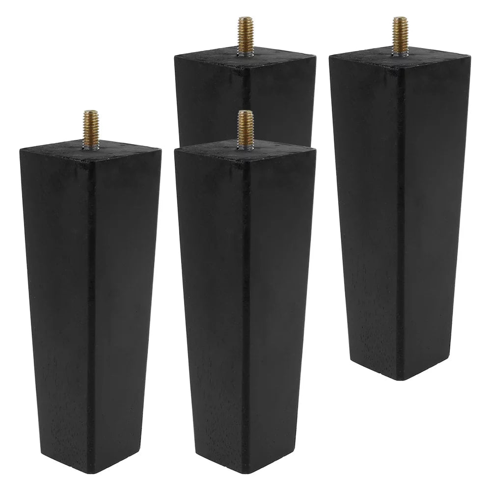 4X 2.4in Black Square Tapered Wooden Furniture Legs U9324