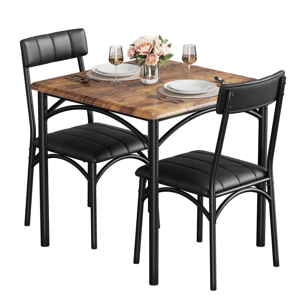 3 Piece Square Dining Table Set with 2 Upholstered Chairs N63778