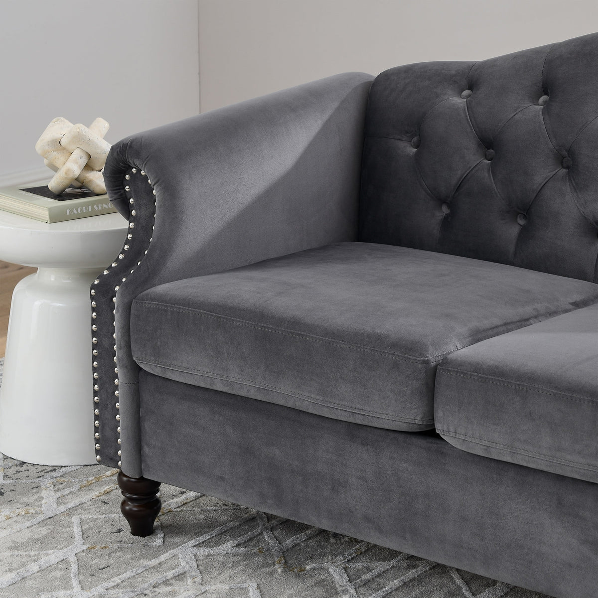57" Velvet Tufted Loveseat Sofa D357186
