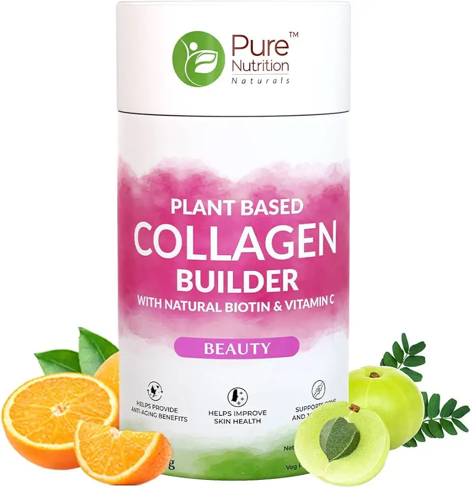 Plant Based Collagen Builder Supplement with Biotin, Vitamin C, Bamboo Shoot & Turmeric, 250g Powder J8236