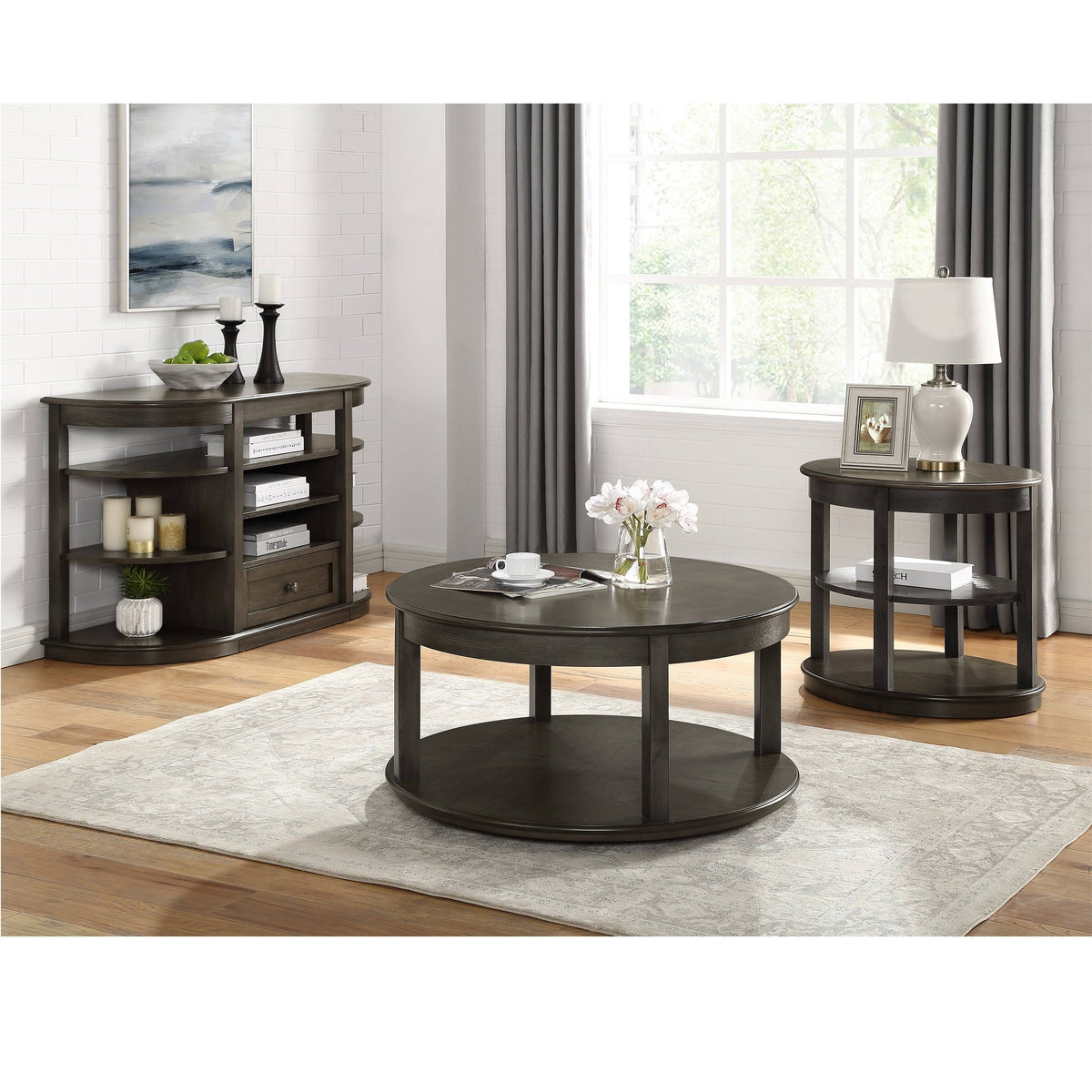 Grey 36-Inch Round Coffee Table N17578