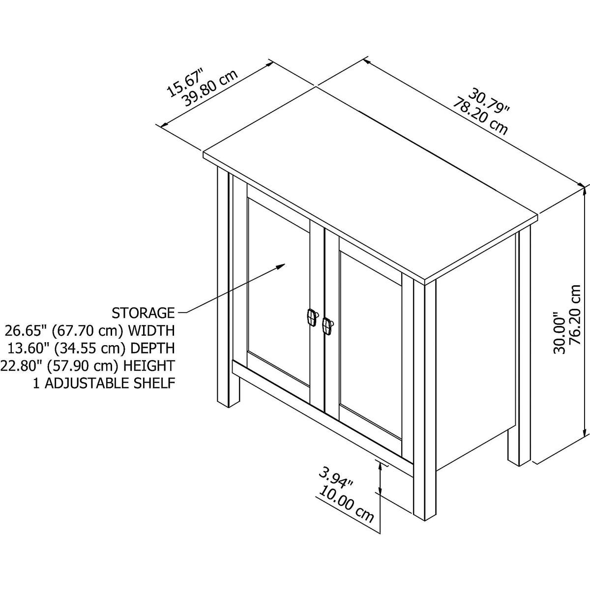 Pure White Storage Cabinet with Doors F1331