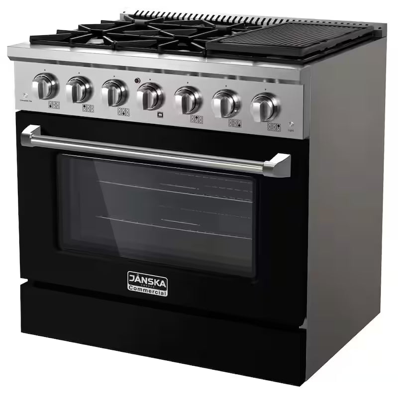 5.2 cu. ft. Gas Range with 6-Burners and Convection Oven in Matte Black V65331