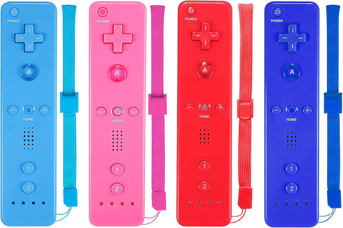 4 Pack Wireless Controller for Wii and Wii U with Silicone Case and Wrist Strap S221