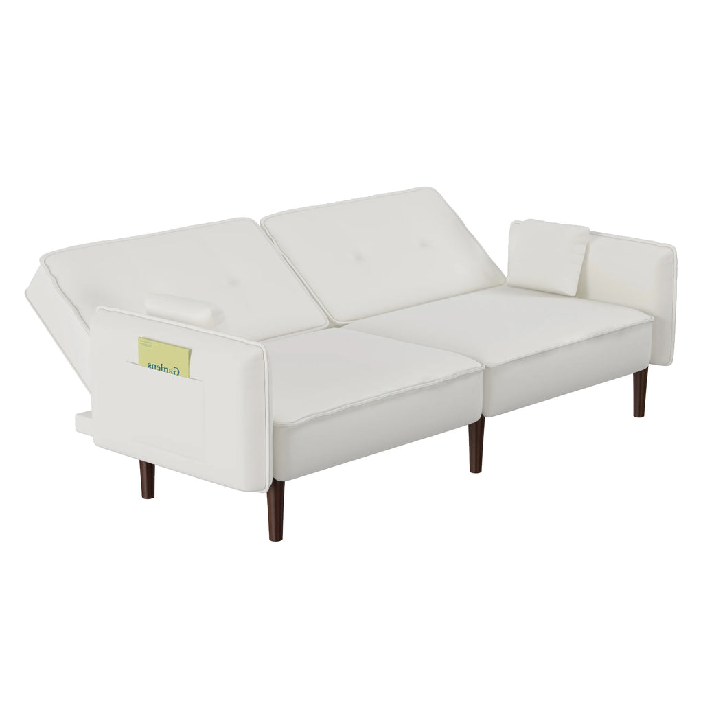 Modern 3 Seater Convertible Sofa Bed with Pillows Solid Wood Legs U272406