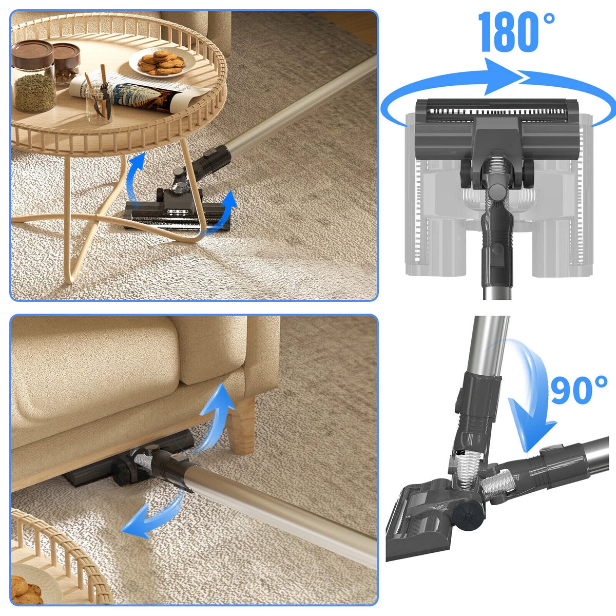 Cordless Vacuum Cleaner, 22Kpa Stick Vacuum F8161