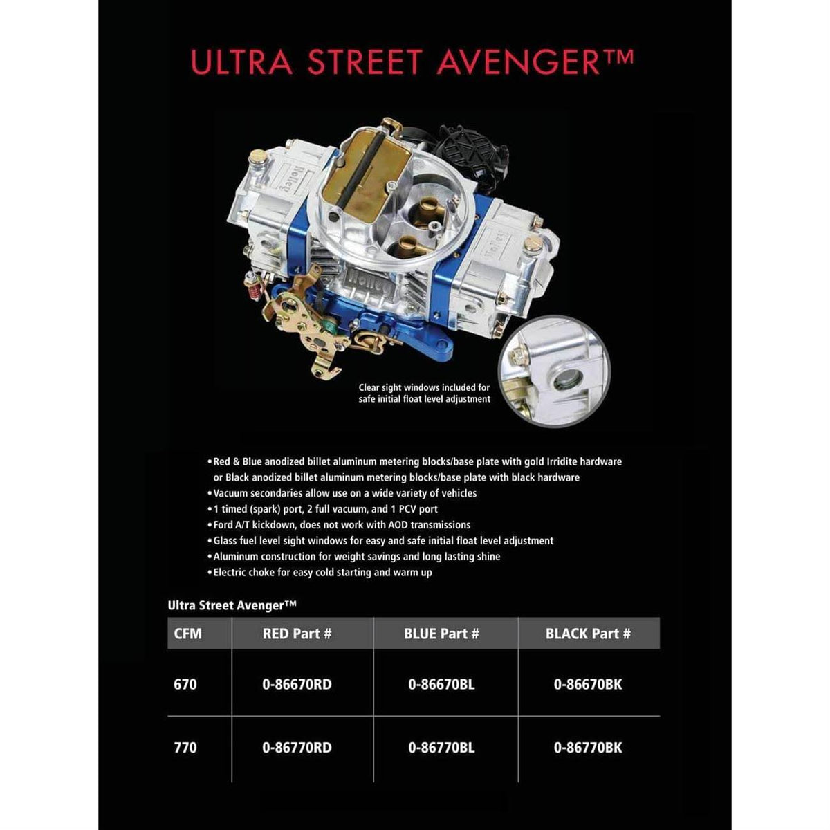 570 CFM Ultra Street Avenger Carburetor A4518