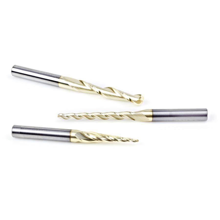 3-Pc ZrN Coated 1/4x22 Shank Router Bit J1188