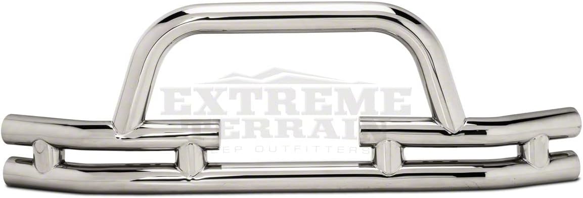 Polished Double Tubular Front Bumper with Winch Cutout F858487