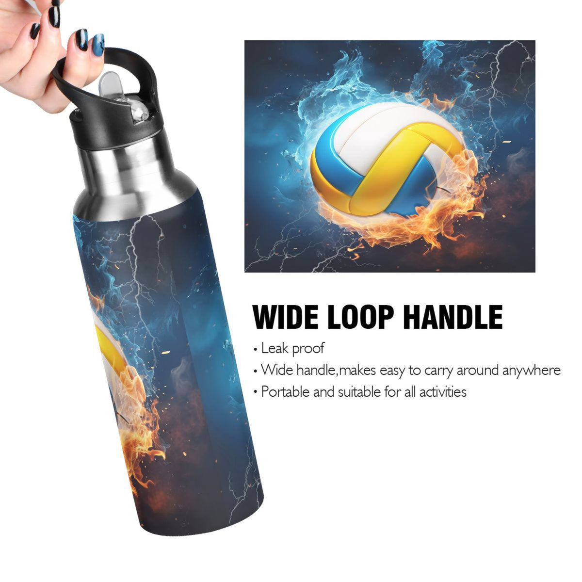Stainless Steel Insulated Water Bottle with Straw Lid F86361