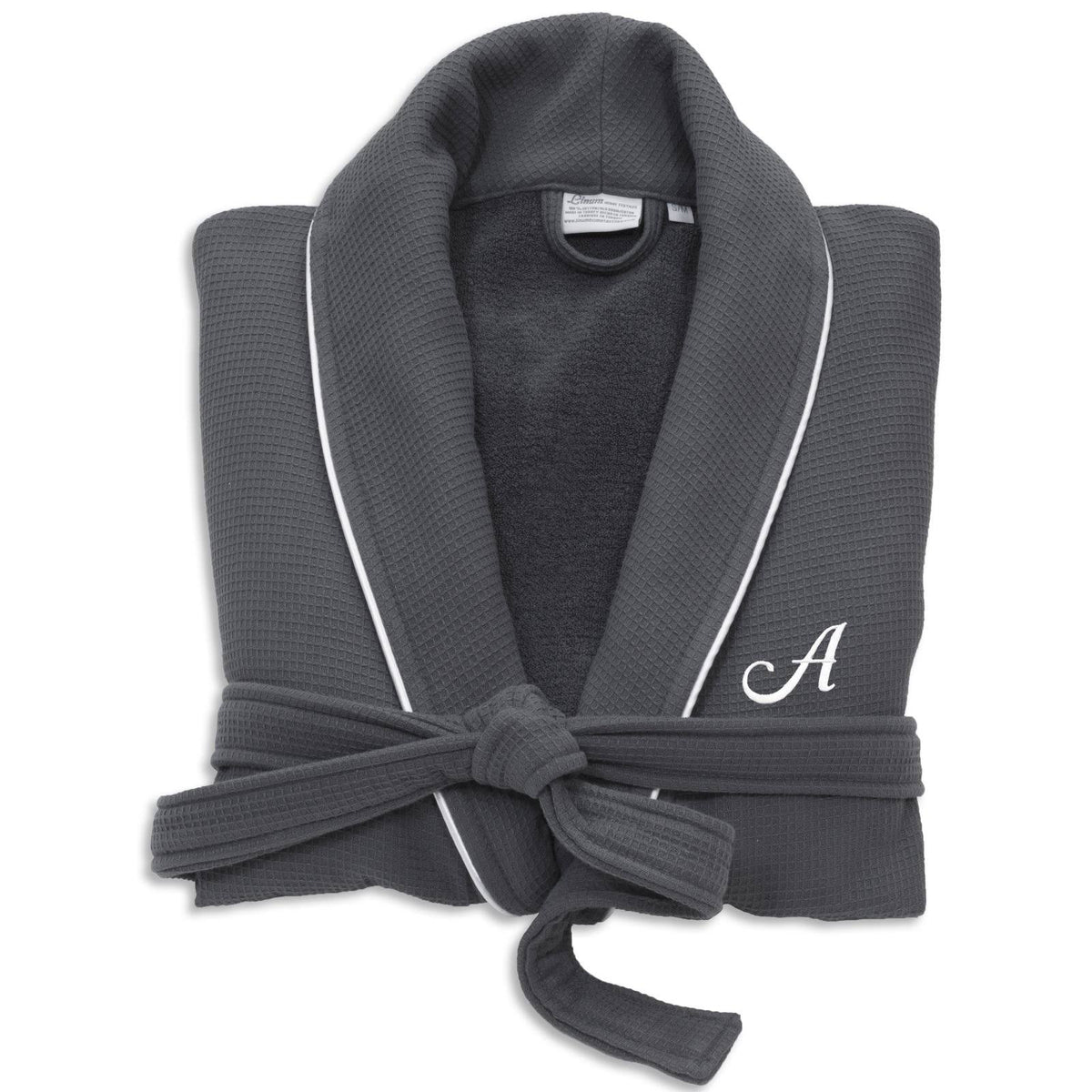 Dark Gray Turkish Cotton Waffle Terry Bathrobe A638584