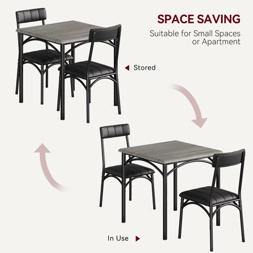 3 Piece Square Dining Table Set with 2 Upholstered Chairs N63778