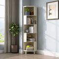 5-Layer Cube Corner Bookshelf Solid Wood Corner Bookcase White F723244