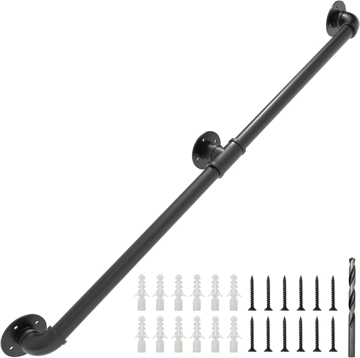 Wall Handrail 7FT/210CM, 1.25 Inch Tube Diameter, Galvanized Pipe Handrail W224