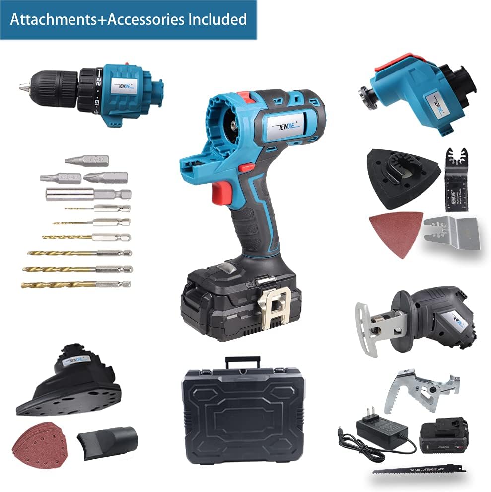 20V MAX Power Tool Combo Kit with Case, 4-Tool Attachments Drill, Reciprocating Saw, Oscillating Tool, Sander I837