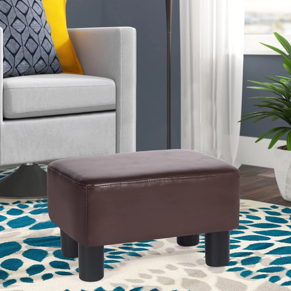 Brown PU Leather Ottoman Footstool T629