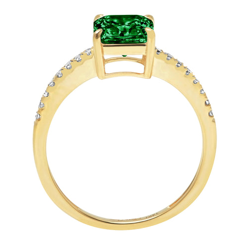 2.7ct Asscher Cut Green Simulated Emerald 18k Yellow Gold Ring Size 3.5 V2010