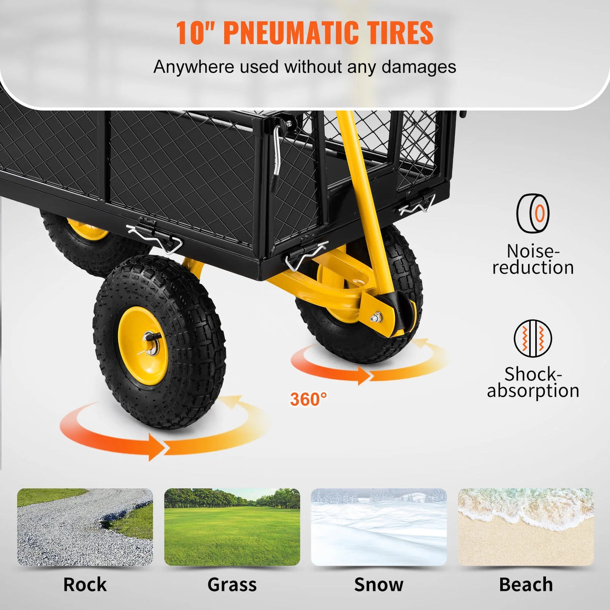 Steel Garden Cart 900 lbs Capacity with Removable Mesh Sides U747