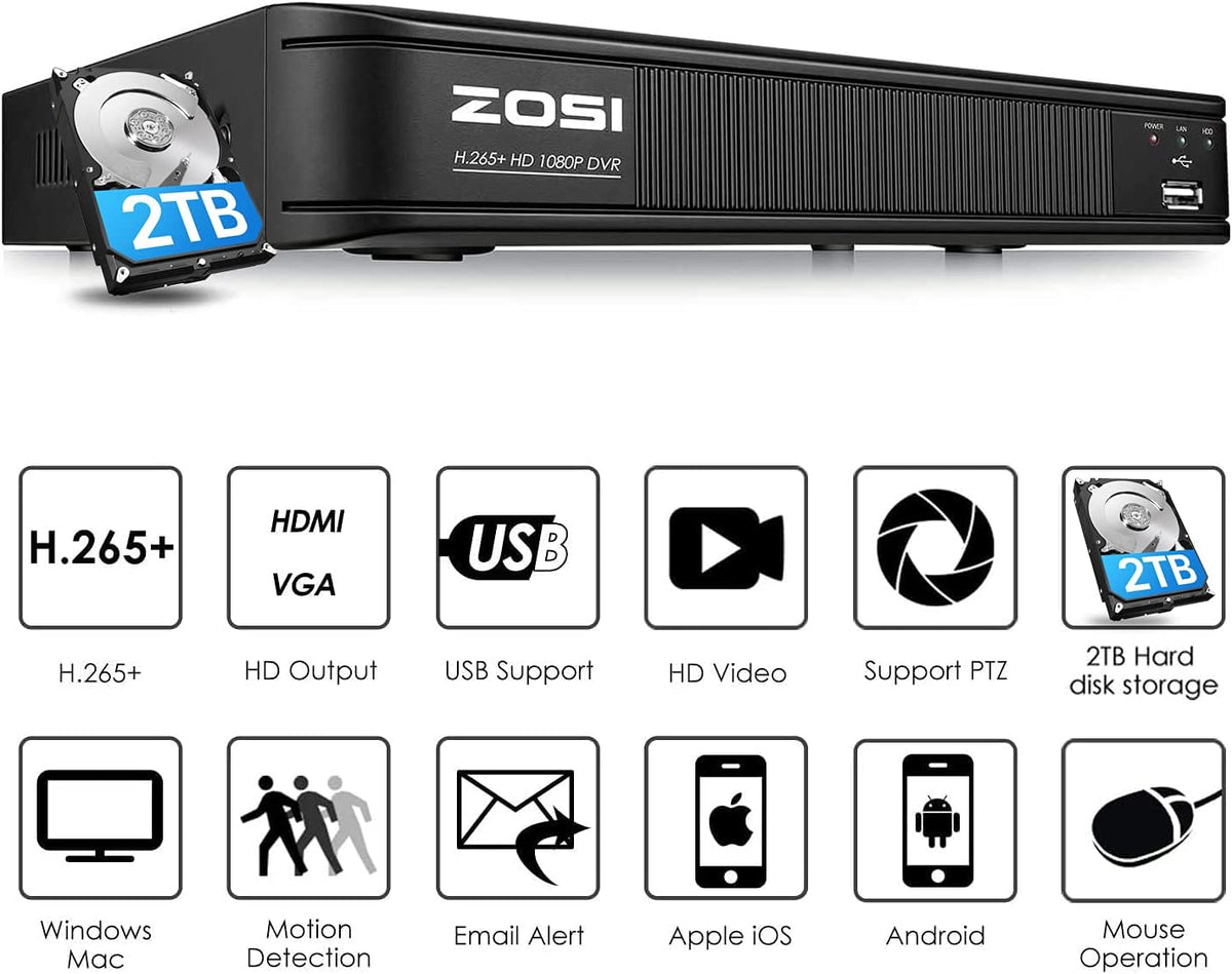 8 Channel 1080p CCTV DVR with 2TB Hard Drive H144222