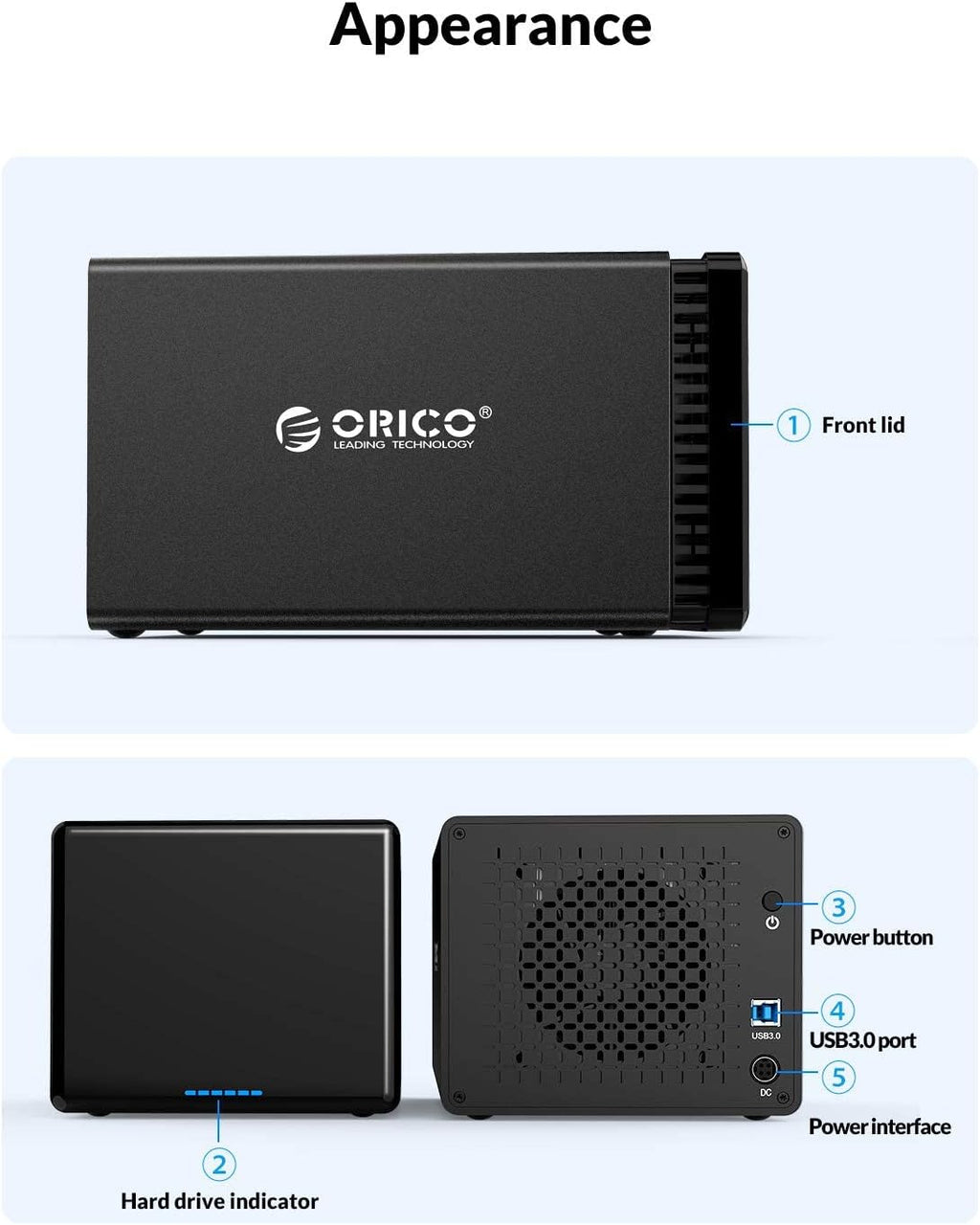 4 Bay HDD Raid Enclosure USB External Hard Drive Enclosure Aluminum SATA III Disk Storage Case Q857